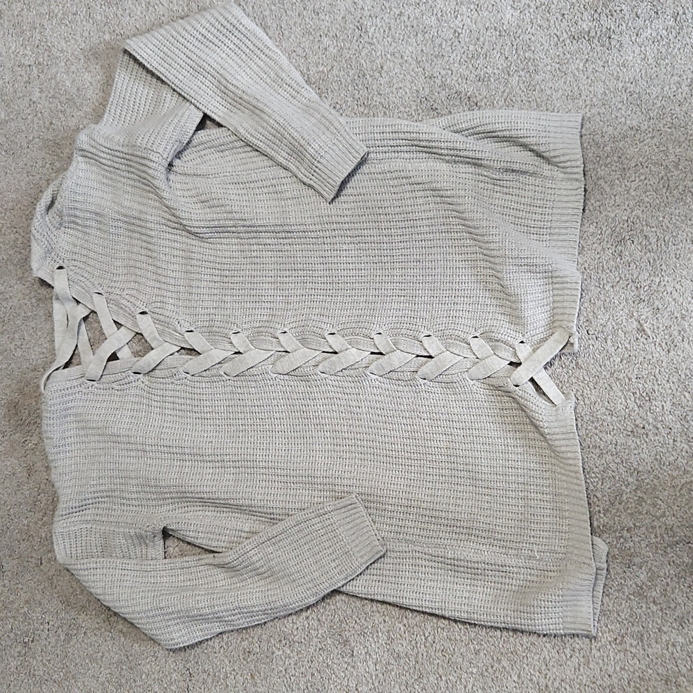Poof! Light Gray Knit Sweater